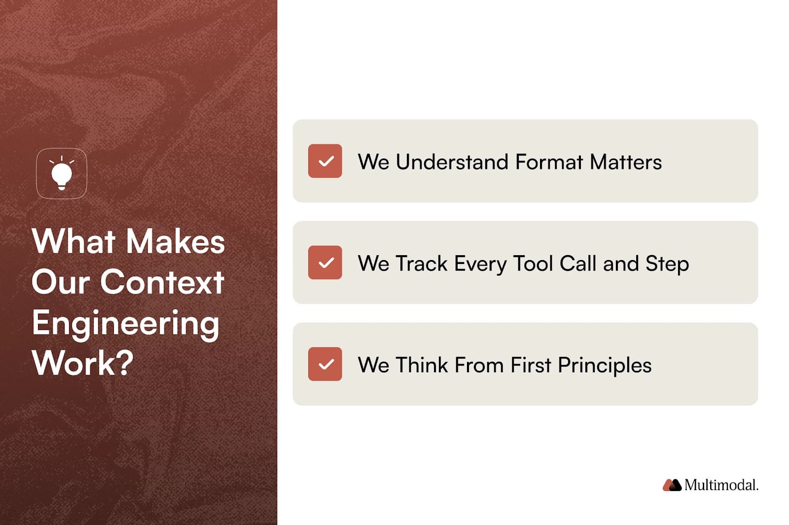 graphic with listed 3 reasons as explained in the article what makes our context engineering work