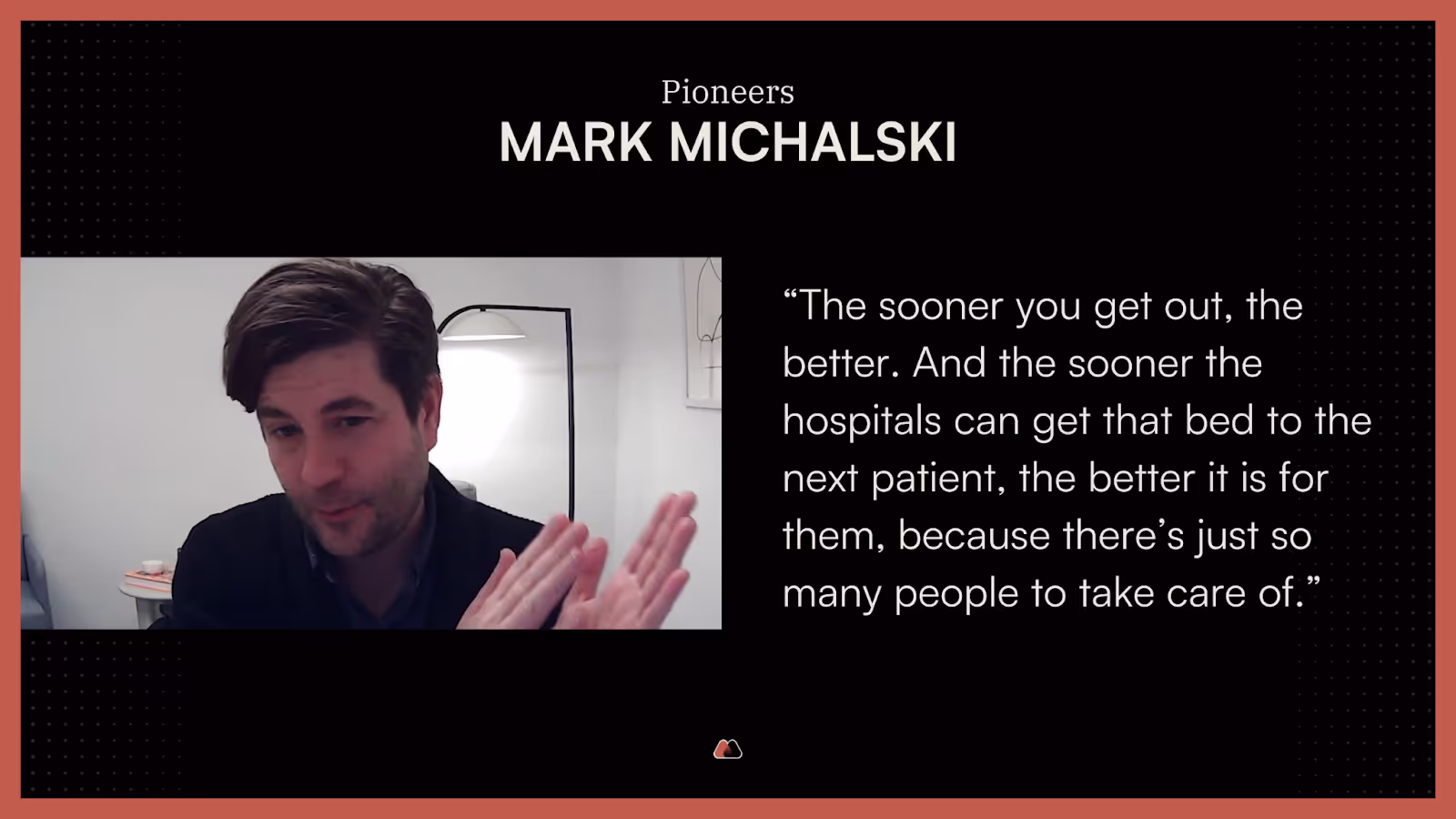 screenshot from the podcast with Mark Michalski's quote