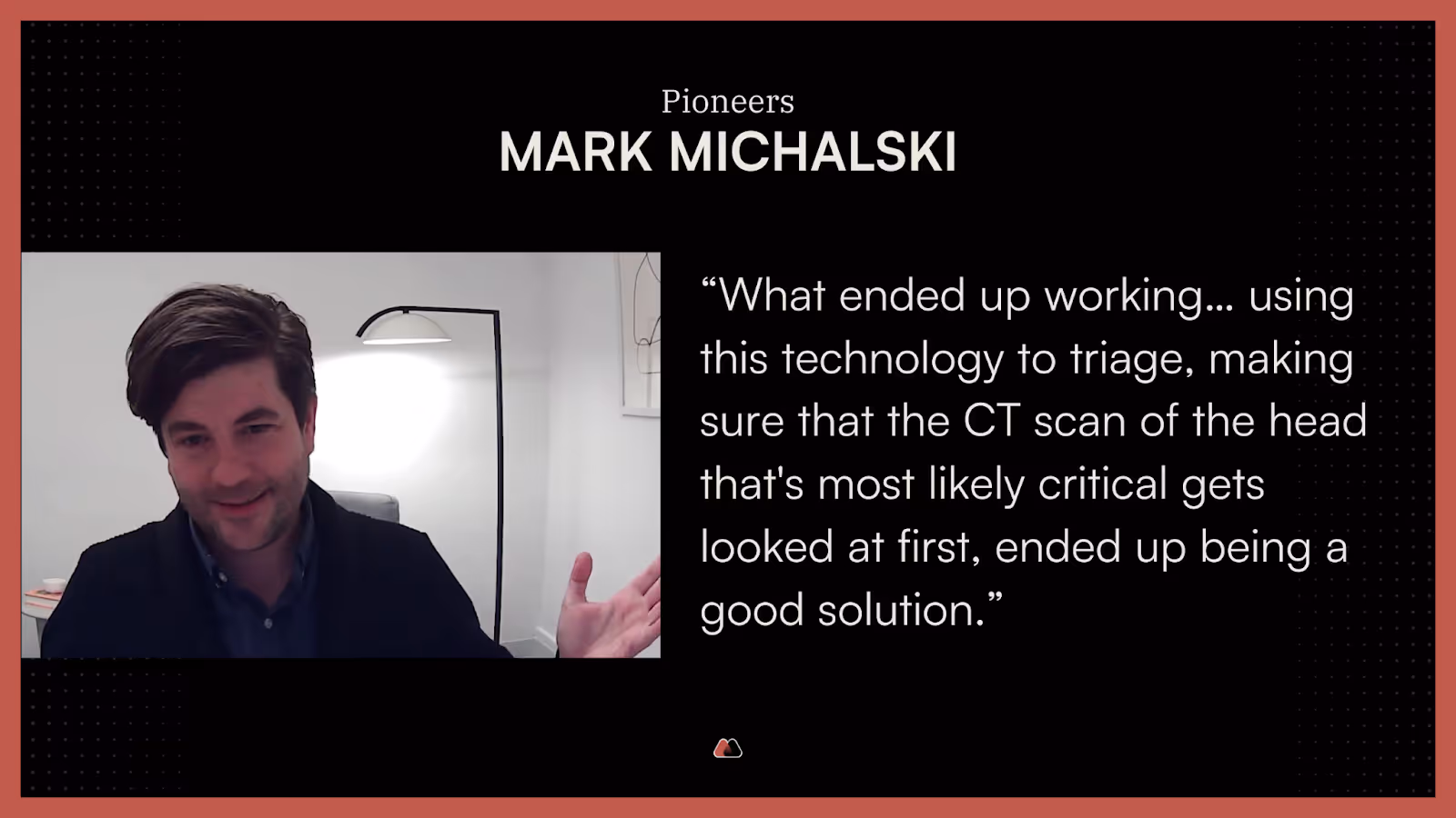 screenshot from the podcast with Mark Michalski's quote