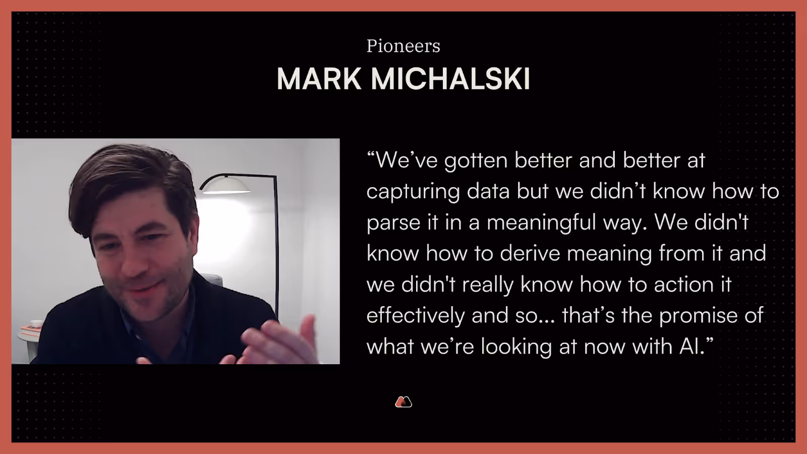 screenshot from the podcast with Mark Michalski's quote
