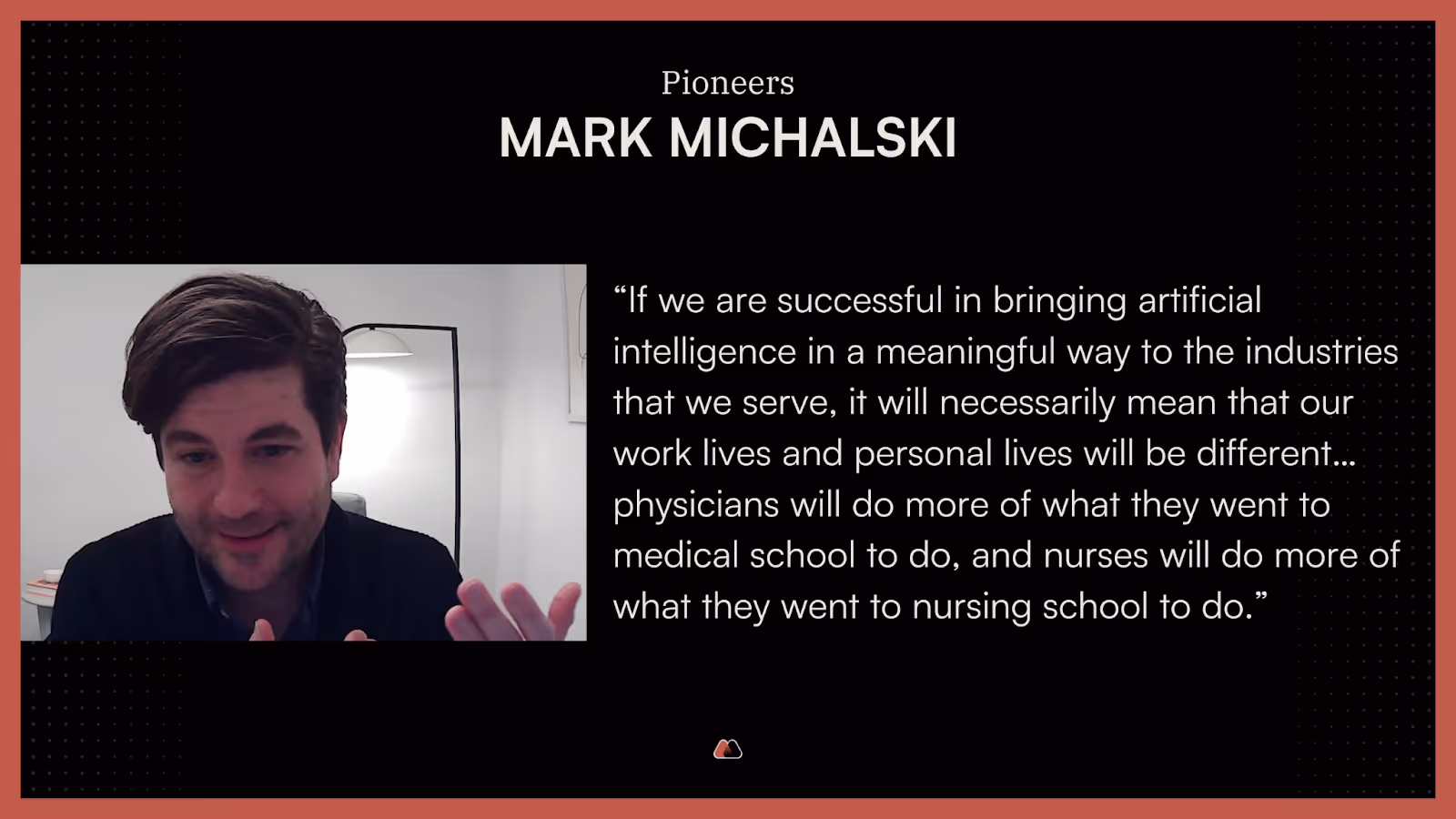 screenshot from the podcast with Mark Michalski's quote