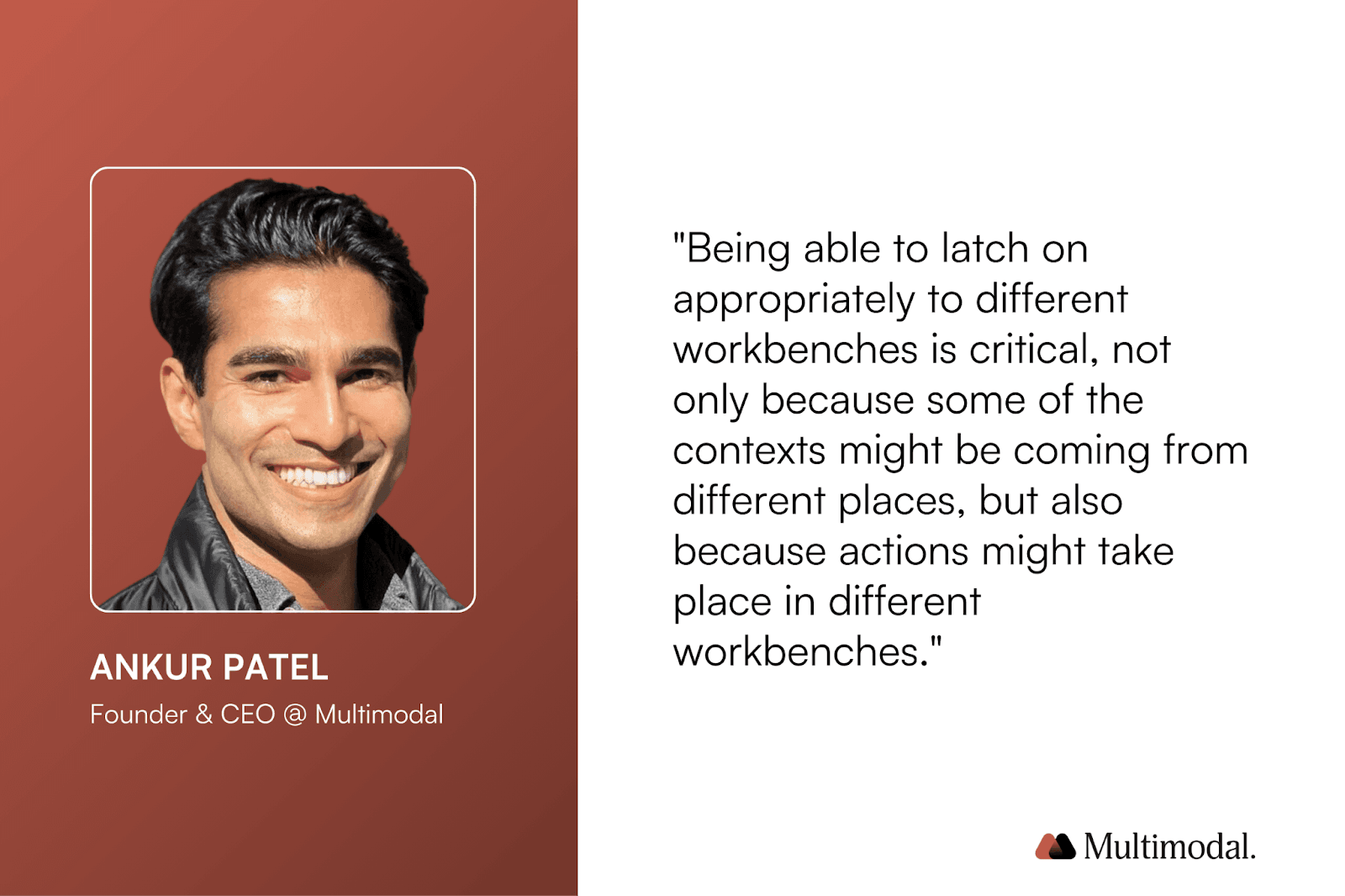 image of ankur's face and his quote on workbenches