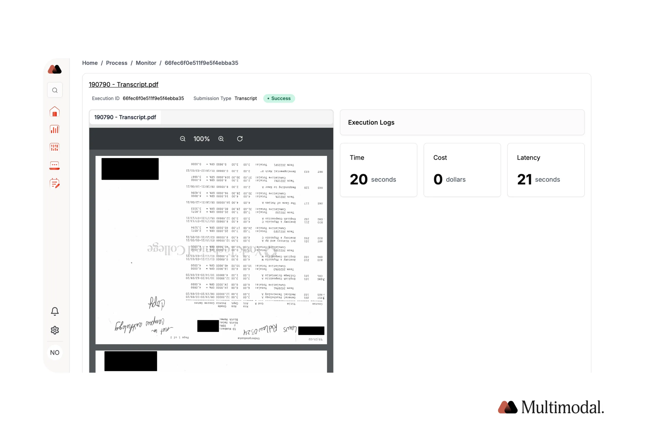 Document AI transcript example