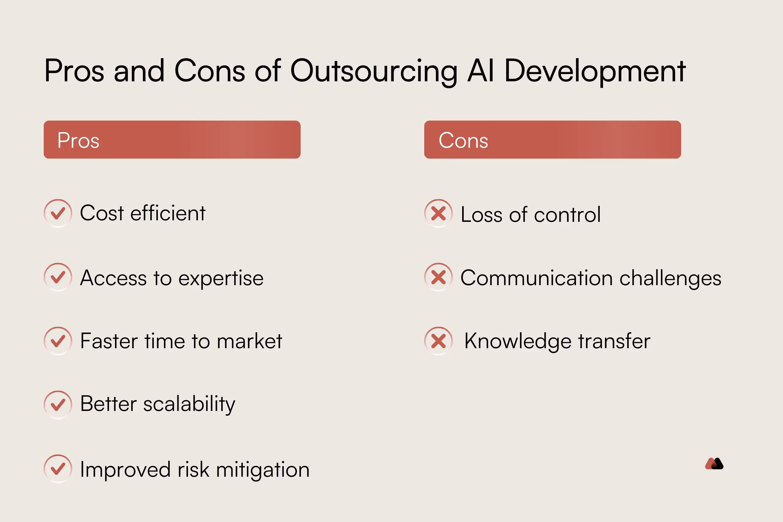 Pros and cons of outsourcing AI development