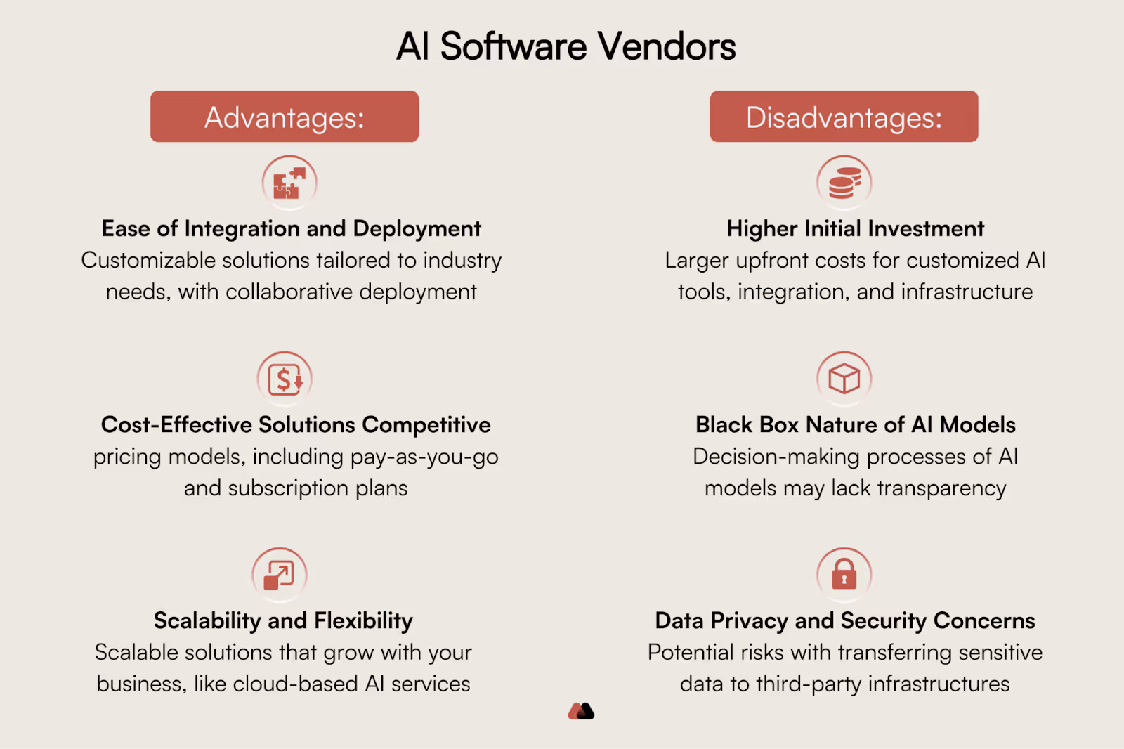 AI software vendor advantages and disadvantages
